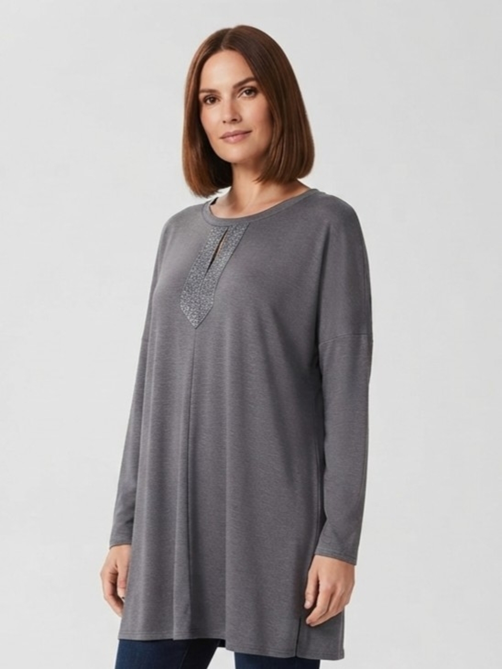 J. Jill Gray Keyhole Long-Sleeve Tunic Size Med